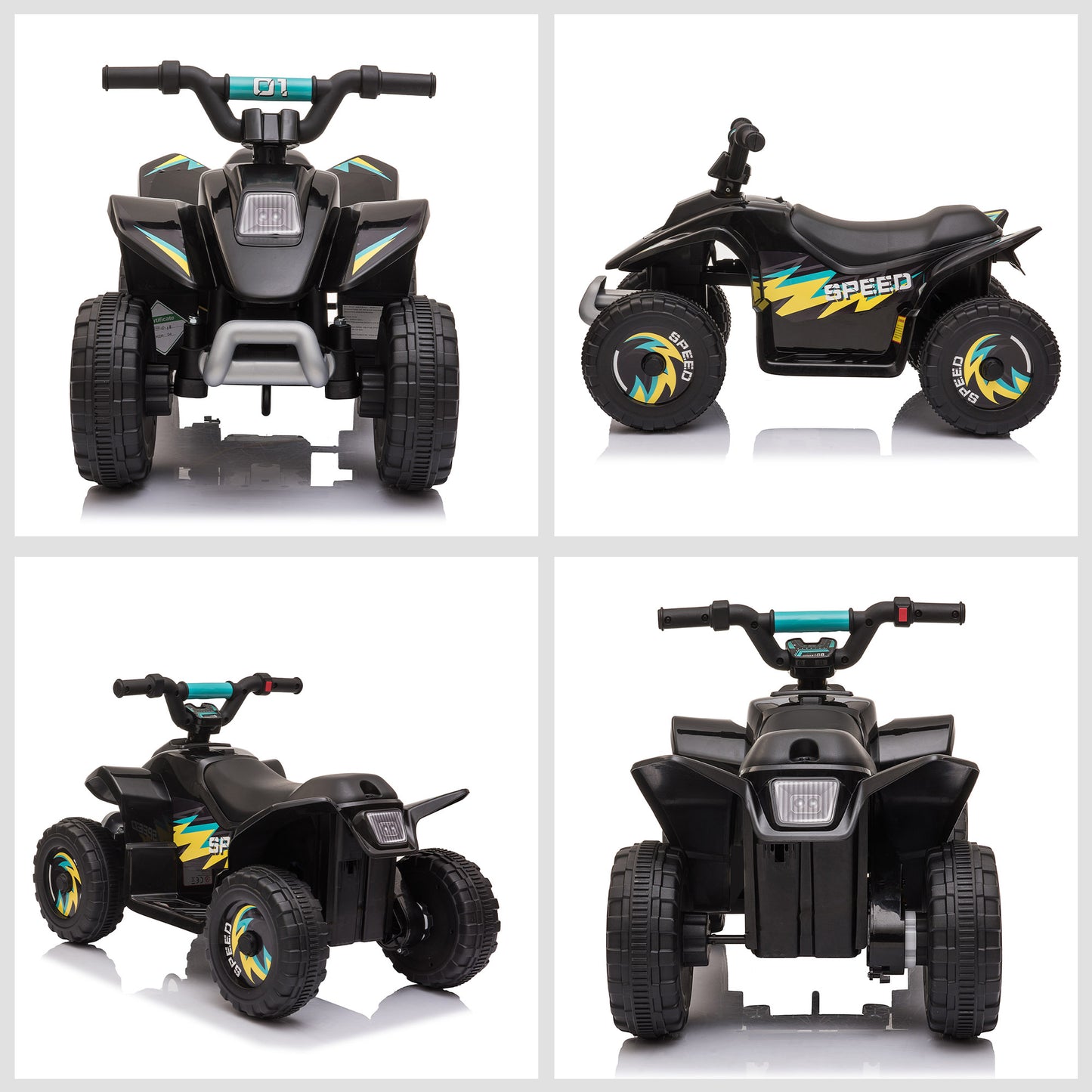 MegaMart 6V Kids ATV 4-Wheeler Ride on Car, Electric Motorized Quad Battery Powered Vehicle with Forward/Reverse Switch for 18-36 Months Old Toddlers, Black