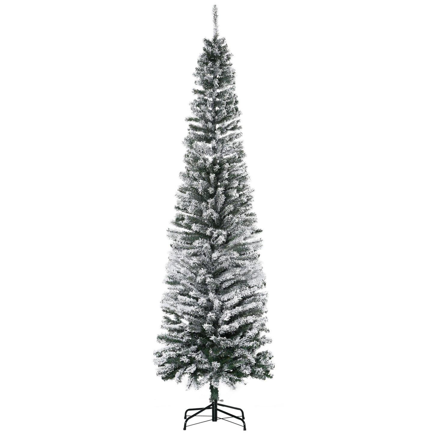 MegaMart 7.5ft Artificial Snow Flocked Christmas Tree, Winter Style Holiday Xmas Pencil Tree with Foldable Steel Stand Home Indoor Decoration, Green Slim Unlit Pine Hinged PVC | AosomLoading...Loading...Loading...Loading...Loading...Loading...Loading