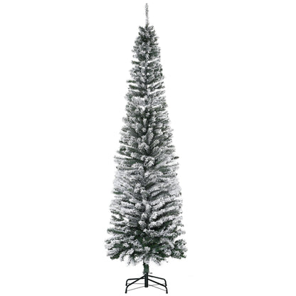 MegaMart 7.5ft Artificial Snow Flocked Christmas Tree, Winter Style Holiday Xmas Pencil Tree with Foldable Steel Stand Home Indoor Decoration, Green Slim Unlit Pine Hinged PVC | AosomLoading...Loading...Loading...Loading...Loading...Loading...Loading
