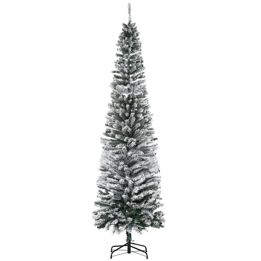 MegaMart 7.5ft Artificial Snow Flocked Christmas Tree, Winter Style Holiday Xmas Pencil Tree with Foldable Steel Stand Home Indoor Decoration, Green Slim Unlit Pine Hinged PVC | AosomLoading...Loading...Loading...Loading...Loading...Loading...Loading