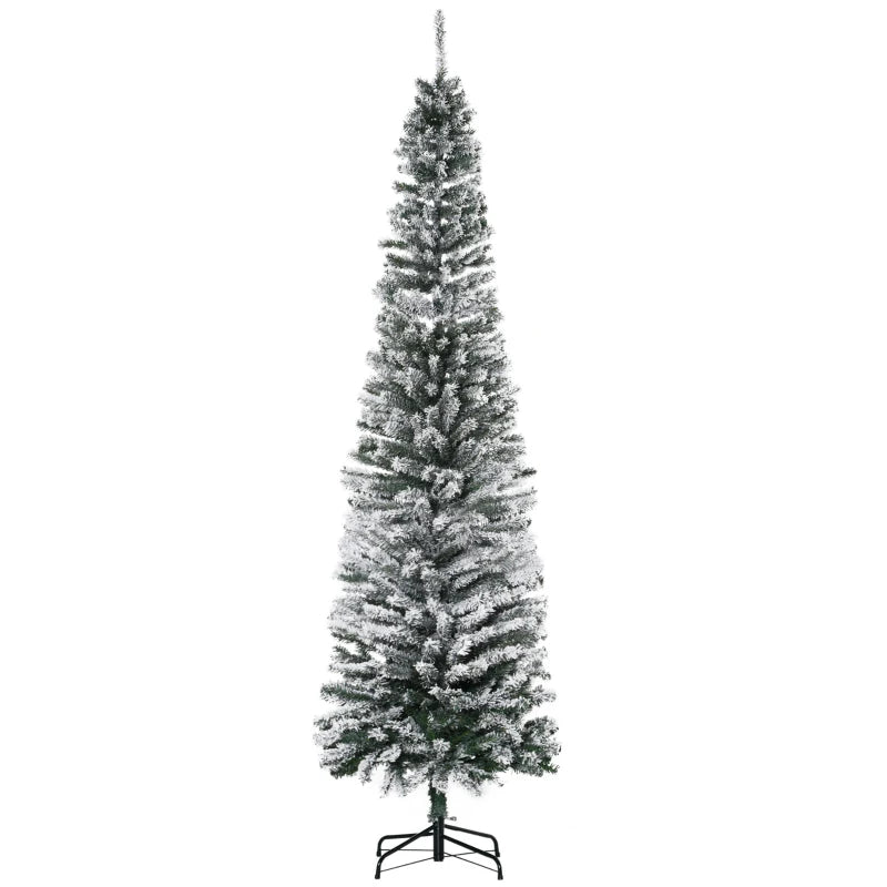 MegaMart 7.5ft Artificial Snow Flocked Christmas Tree, Winter Style Holiday Xmas Pencil Tree with Foldable Steel Stand Home Indoor Decoration, Green Slim Unlit Pine Hinged PVC | AosomLoading...Loading...Loading...Loading...Loading...Loading...Loading
