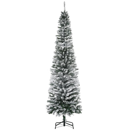 MegaMart 7.5ft Artificial Snow Flocked Christmas Tree, Winter Style Holiday Xmas Pencil Tree with Foldable Steel Stand Home Indoor Decoration, Green Slim Unlit Pine Hinged PVC | AosomLoading...Loading...Loading...Loading...Loading...Loading...Loading