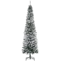 MegaMart 7.5ft Artificial Snow Flocked Christmas Tree, Winter Style Holiday Xmas Pencil Tree with Foldable Steel Stand Home Indoor Decoration, Green Slim Unlit Pine Hinged PVC | AosomLoading...Loading...Loading...Loading...Loading...Loading...Loading