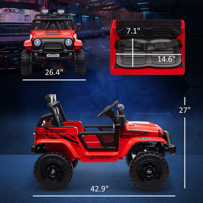 MegaMart 12V Ride on Car, Ride on Truck w/ Remote, 4 Suspension Wheels, 3 MPH Max Speed, Music, Horn & Lights, Red