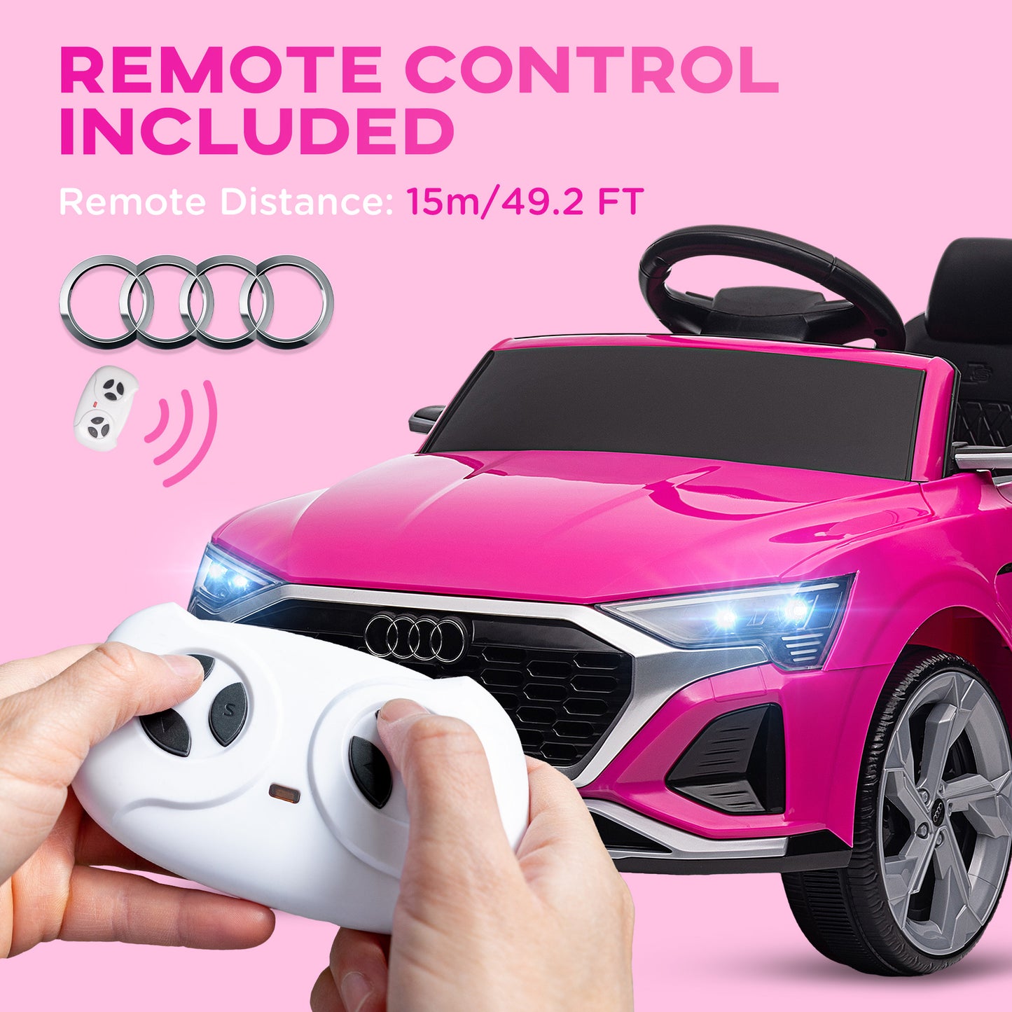 MegaMart Audi Q8 e-tron Sportback Licensed 12V Battery Powered Kids Electric Car w/ Spring Suspension, Soft Start, Pink