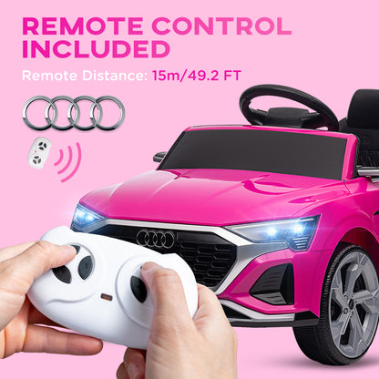 MegaMart Audi Q8 e-tron Sportback Licensed 12V Battery Powered Kids Electric Car w/ Spring Suspension, Soft Start, Pink