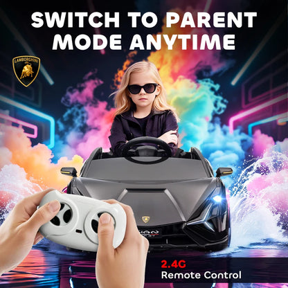 MegaMart 12V Lamborghini SIAN Licensed Electric Car for kids with Remote Control, Horn, Music, & Headlights, Black