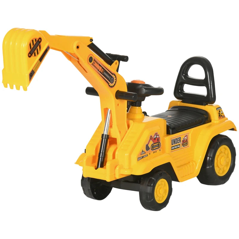 HOMCOM 2-in-1 Ride On Excavator Cart – Yellow