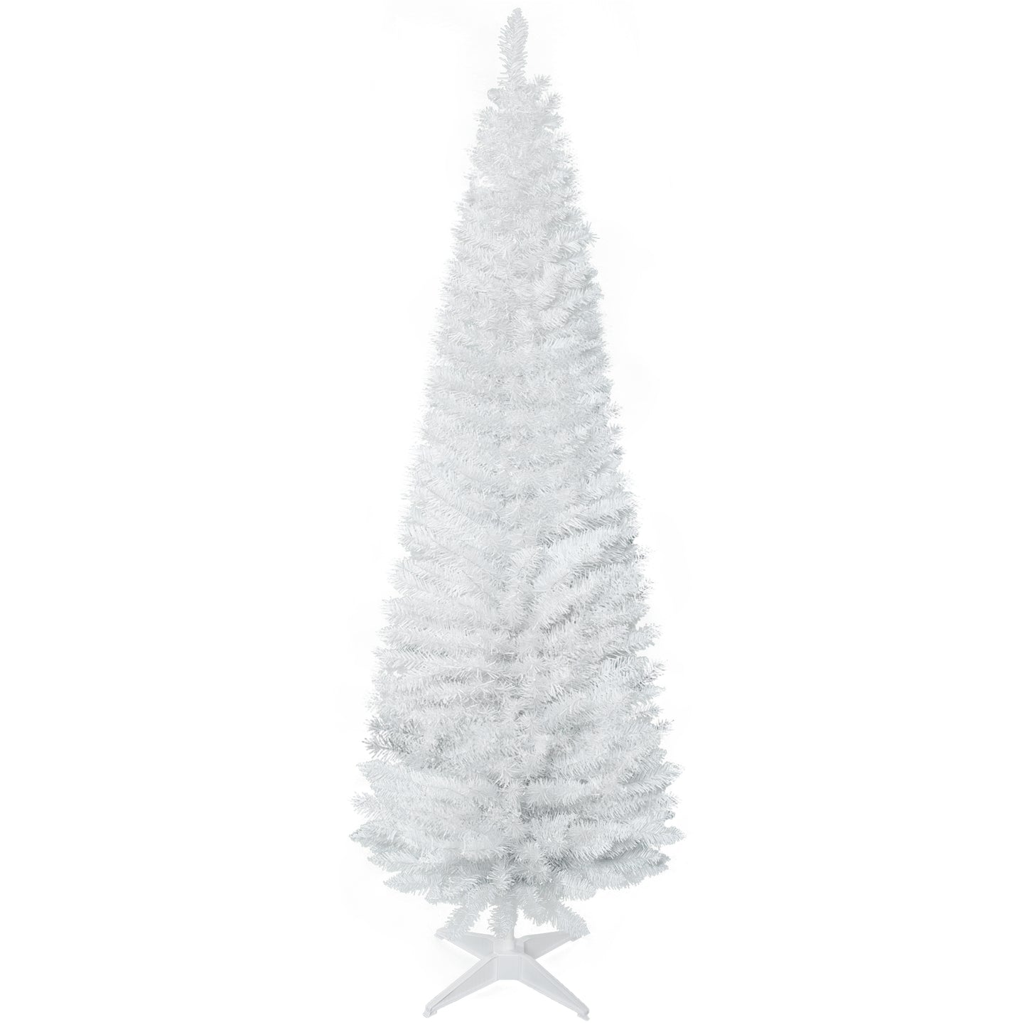 MegaMart 6' Artificial Pencil Christmas Tree, Slim Xmas Tree with 390 Realistic Branch Tips and Plastic Stand, White