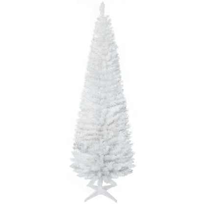 MegaMart 6' Artificial Pencil Christmas Tree, Slim Xmas Tree with 390 Realistic Branch Tips and Plastic Stand, White