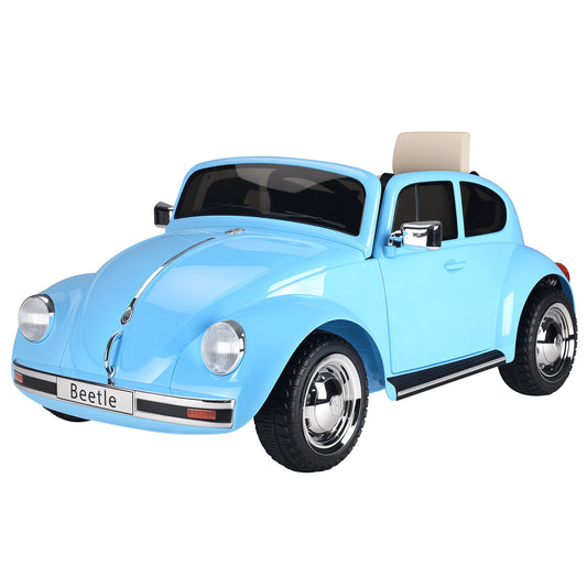 MegaMart Licensed Volkswagen Beetle Electric Kids Ride-On Car 6V Battery Powered Toy with Remote Control Music Horn Lights MP3 for 3-6 Years Old Blue