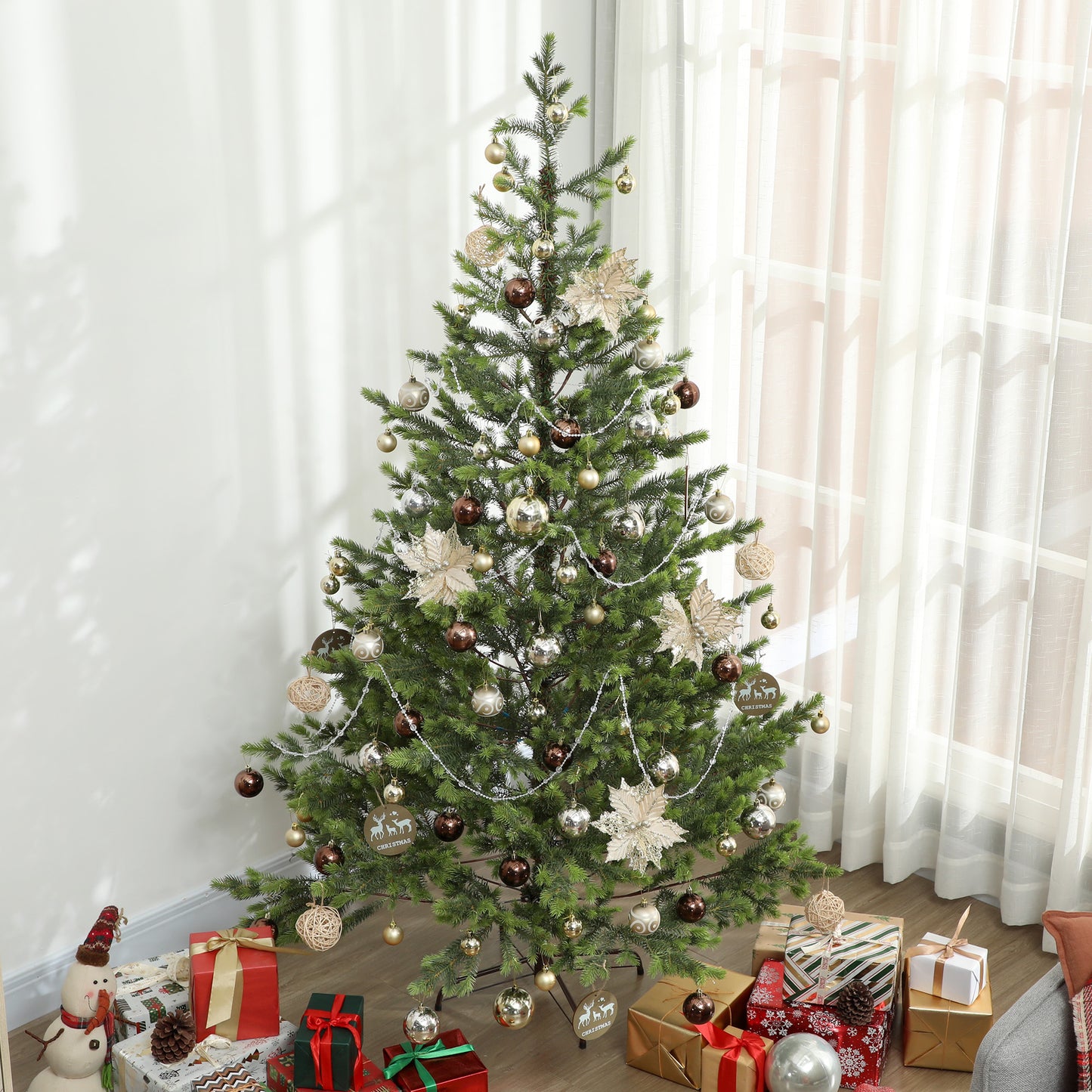 MegaMart 6.5ft Artificial Sparse Christmas Tree with Steel Stand and 1933 Tips for Home Office Holiday