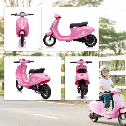 MegaMart 24V Kids Motorcycle with 3-Speed, Electric Motorcycle with Rear Suspension and LED Lights for 8-12 Years Old, Pink