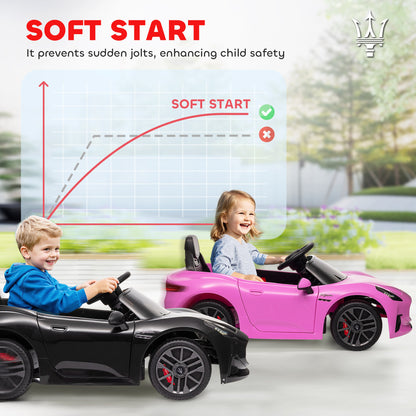 MegaMart Maserati Gran Turismo Licensed 12V Kids Electric Car w/ Remote Control, Soft Start, LED Lights, Music, Horn, Black