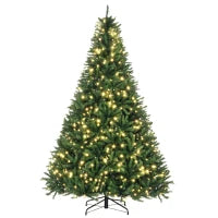 MegaMart 7ft Pre-Lit Full Douglas Fir Artificial Christmas Tree with Realistic Branches, 700 Warm White LED Lights and 2154 Tips