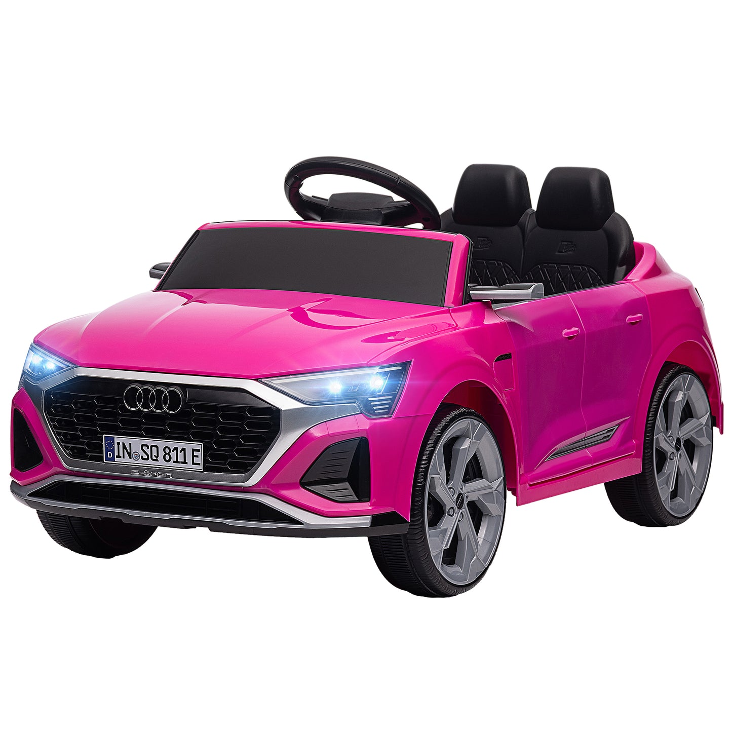 MegaMart Audi Q8 e-tron Sportback Licensed 12V Battery Powered Kids Electric Car w/ Spring Suspension, Soft Start, Pink
