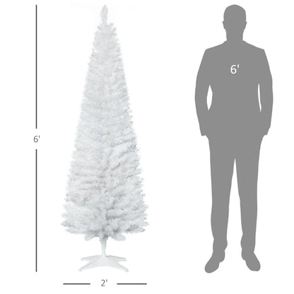 MegaMart 6' Artificial Pencil Christmas Tree, Slim Xmas Tree with 390 Realistic Branch Tips and Plastic Stand, White