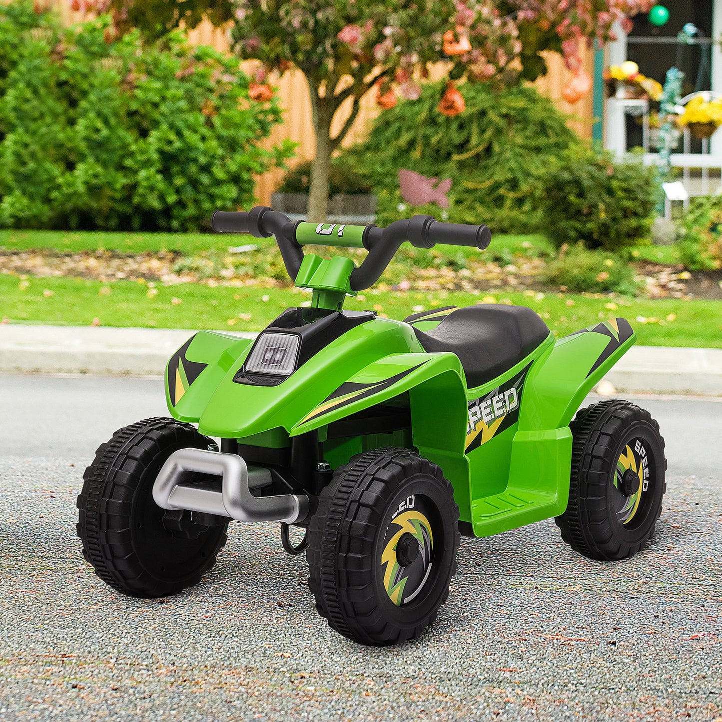 MegaMart 6V Kids ATV Ride on 4-Wheeler Car, Electric Quad Toy Battery Powered Vehicle with Forward/ Reverse Switch for 18-36 Months Old Toddlers, Green