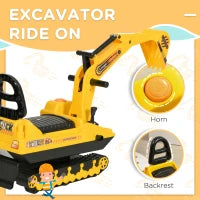 Kids 2-in-1 Ride-On Excavator Toy – Toddler Walker & Construction Digger
