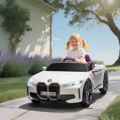 MegaMart 12V Electric Car for Kids with 2.4G Remote Control, Suspension, White