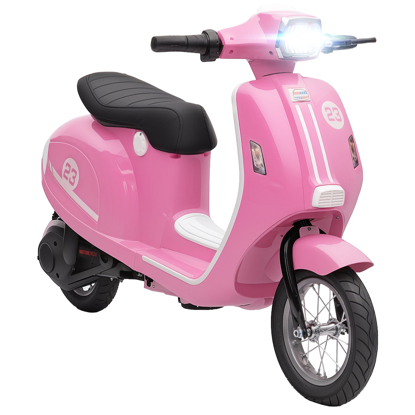 MegaMart 24V Kids Motorcycle with 3-Speed, Electric Motorcycle with Rear Suspension and LED Lights for 8-12 Years Old, Pink
