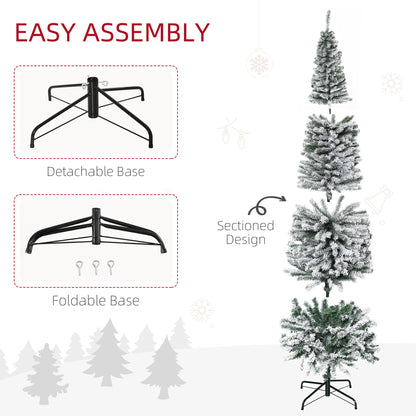 MegaMart 7.5ft Artificial Snow Flocked Christmas Tree, Winter Style Holiday Xmas Pencil Tree with Foldable Steel Stand Home Indoor Decoration, Green Slim Unlit Pine Hinged PVC | AosomLoading...Loading...Loading...Loading...Loading...Loading...Loading