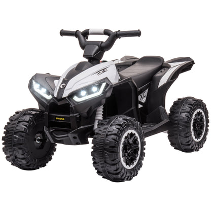 MegaMart 12V Kids ATV Quad Car with Forward & Backward Function, Four Wheeler for Kids with Wear-Resistant Wheels, Music, Electric Ride-on ATV for Toddlers Ages 3+ Years Old, White