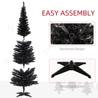 MegaMart 6ft Pencil Christmas Tree, Slim Artificial Christmas Tree with Realistic Branches and Warm White LED Lights, Black
