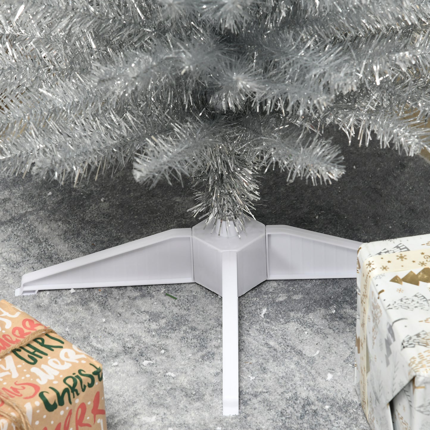 MegaMart 7FT Decorated Christmas Tree, Pencil Christmas Tree with 499 Realistic Branch Tips and Plastic Stand, Silver