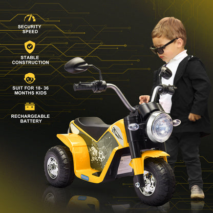 MegaMart Electric Motorcycle for Kids, 6V Battery Powered Ride-On Dirt Bike 3-Wheels Motorbike with Horn Headlights Realistic Sounds Speed for 18 - 36 Months Yellow