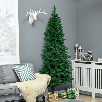 MegaMart 7' Artificial Half Christmas Trees with Auto Open, Steel Base, for Indoor Xmas Décor
