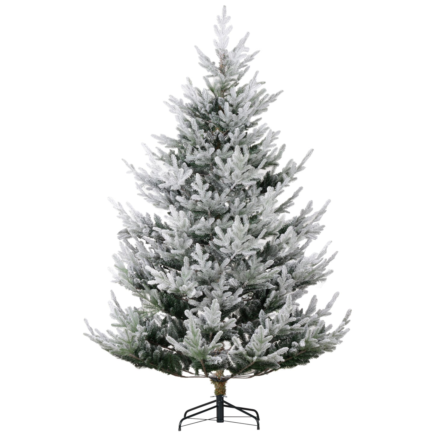 MegaMart 7.5 FT Artificial Christmas Tree, Flocked Hinged Xmas Tree with 1218 Tips, Steel Base, Auto Open, Green