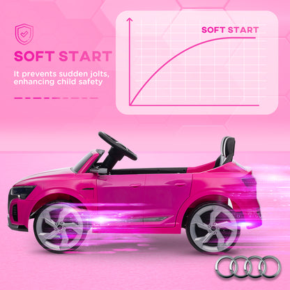 MegaMart Audi Q8 e-tron Sportback Licensed 12V Battery Powered Kids Electric Car w/ Spring Suspension, Soft Start, Pink