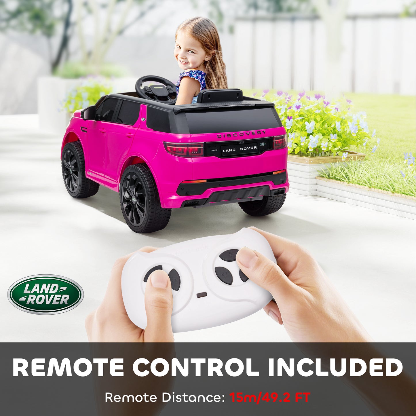 MegaMart Land Rover Discovery Sport Licensed 12V Kids Ride on Car with Remote Control Soft Start, LED Lights, Pink