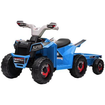 MegaMart 6V Electric Toy Car with Back Trailer, Forward Backward, Wear-Resistant Wheels for Ages 18-36 Months, Blue