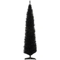 MegaMart 8ft Unlit Pencil Artificial Christmas Tree with Realistic Branches and 618 Tips, Plastic Base, Black