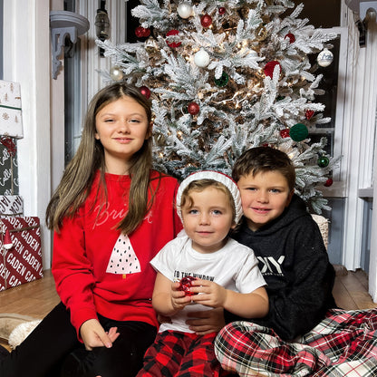 MegaMart 7.5 FT Artificial Christmas Tree, Flocked Hinged Xmas Tree with 1218 Tips, Steel Base, Auto Open, Green