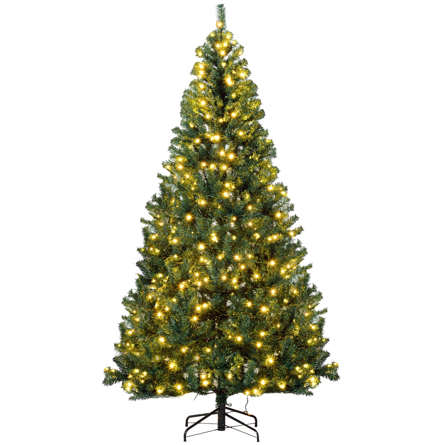 MegaMart 7.5 FT Tall PreLit Artificial Christmas Tree with Realistic Branches, 500 Warm White LED Lights and 1346 Tips, Green