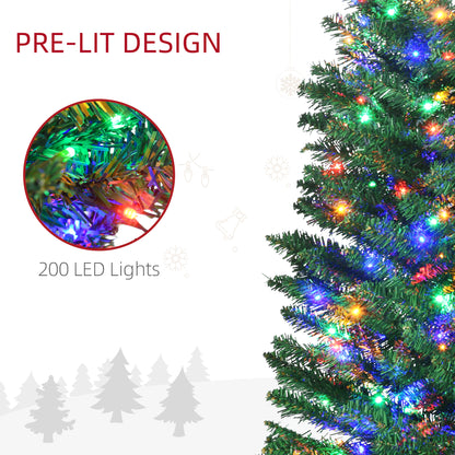 MegaMart 7' Artificial Pencil Christmas Trees Holiday Decoration with Colorful LED Lights, Steel Base, Skinny Shape