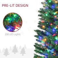 MegaMart 7' Artificial Pencil Christmas Trees Holiday Decoration with Colorful LED Lights, Steel Base, Skinny Shape