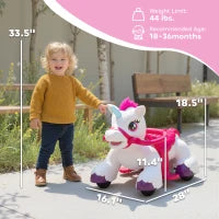 MegaMart 12V Unicorn Ride on Horse with Carrot Toy, Comb, Animal Sounds, for Girls Boys Aged 1.5-3 Years Old