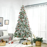 MegaMart 9' Tall Unlit Snow Flocked Pine Artificial Christmas Tree with Realistic Branches, Green