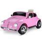 MegaMart Licensed Volkswagen Beetle Ride-on Kids Electric Car with Secondary Remote Control & Extra Wide Safety Tires - Pink