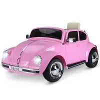 MegaMart Licensed Volkswagen Beetle Ride-on Kids Electric Car with Secondary Remote Control & Extra Wide Safety Tires - Pink