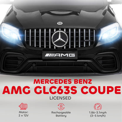 MegaMart Toddler Ride On Car (Mercedes Benz AMG GLC63S Coupe) Electric Kids Ride On Car with 2 Speed, MP3 Player, Light, Horn, Songs, Suspension - Fun for Toddlers and Kids - Black