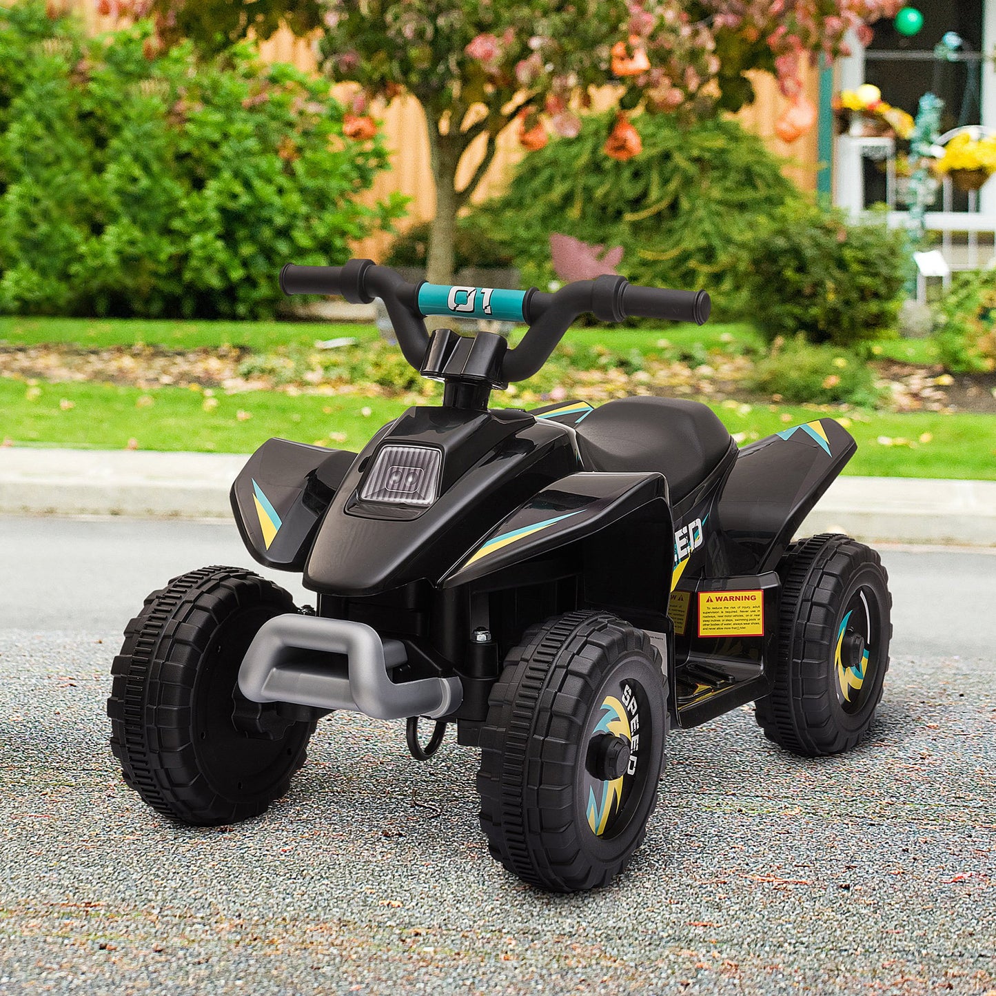 MegaMart 6V Kids ATV 4-Wheeler Ride on Car, Electric Motorized Quad Battery Powered Vehicle with Forward/Reverse Switch for 18-36 Months Old Toddlers, Black