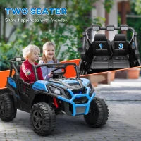 MegaMart 2 Seater 24V Kids Electric Car w/ Remote Control, 3 Speed, LED Lights, Music, Horn, Spring Suspension, Slow Start, Blue