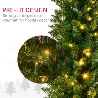 MegaMart 6' Tall Pre-Lit Slim Noble Fir Artificial Pencil Christmas Tree with 200 Warm White LED Lights and 390 Tips, for Christmas Decoration, Green