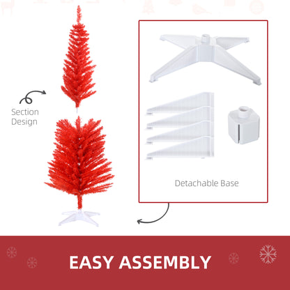MegaMart 5FT Decorated Christmas Tree, Pencil Christmas Tree with 294 Realistic Branch Tips and Plastic Stand, Red