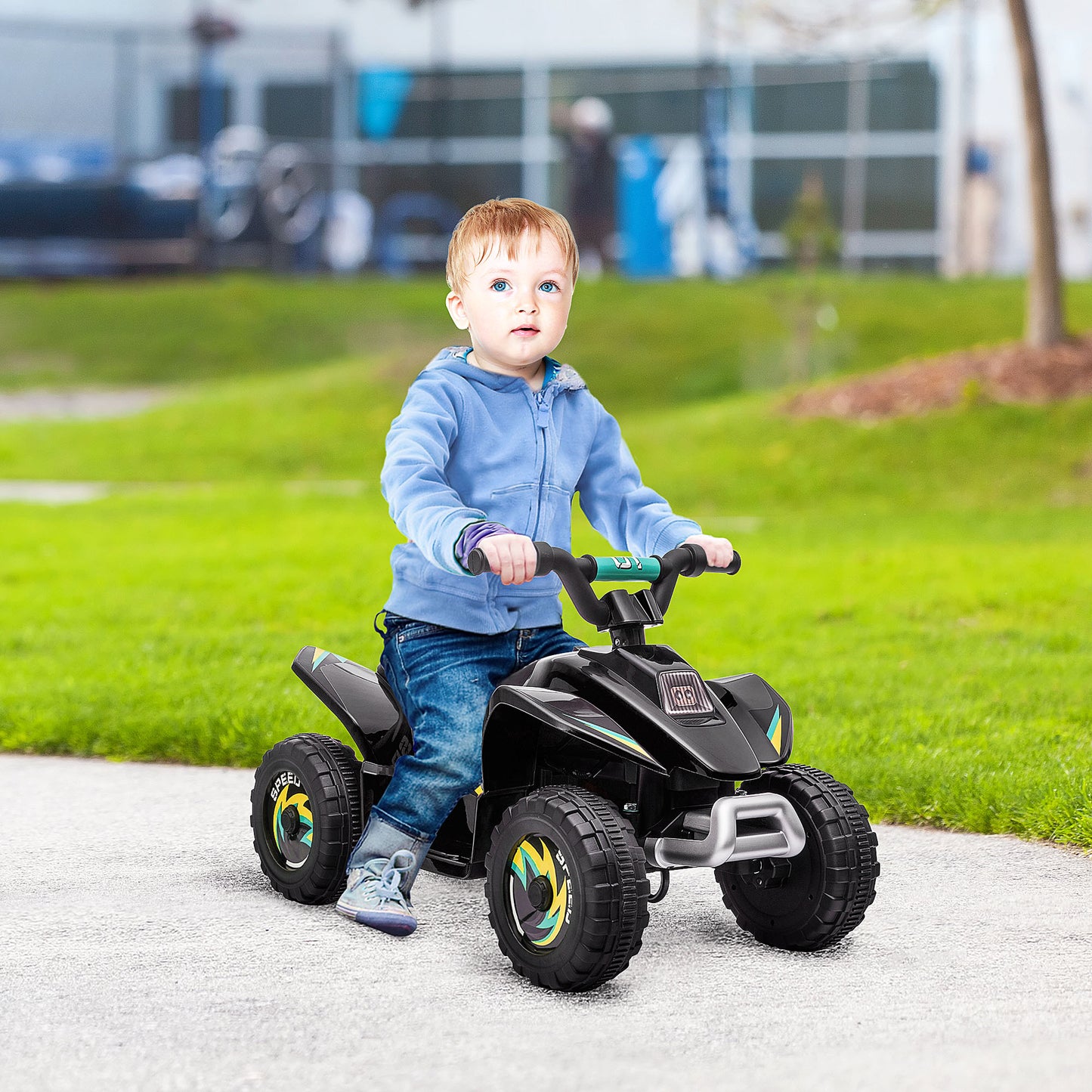 MegaMart 6V Kids ATV 4-Wheeler Ride on Car, Electric Motorized Quad Battery Powered Vehicle with Forward/Reverse Switch for 18-36 Months Old Toddlers, Black
